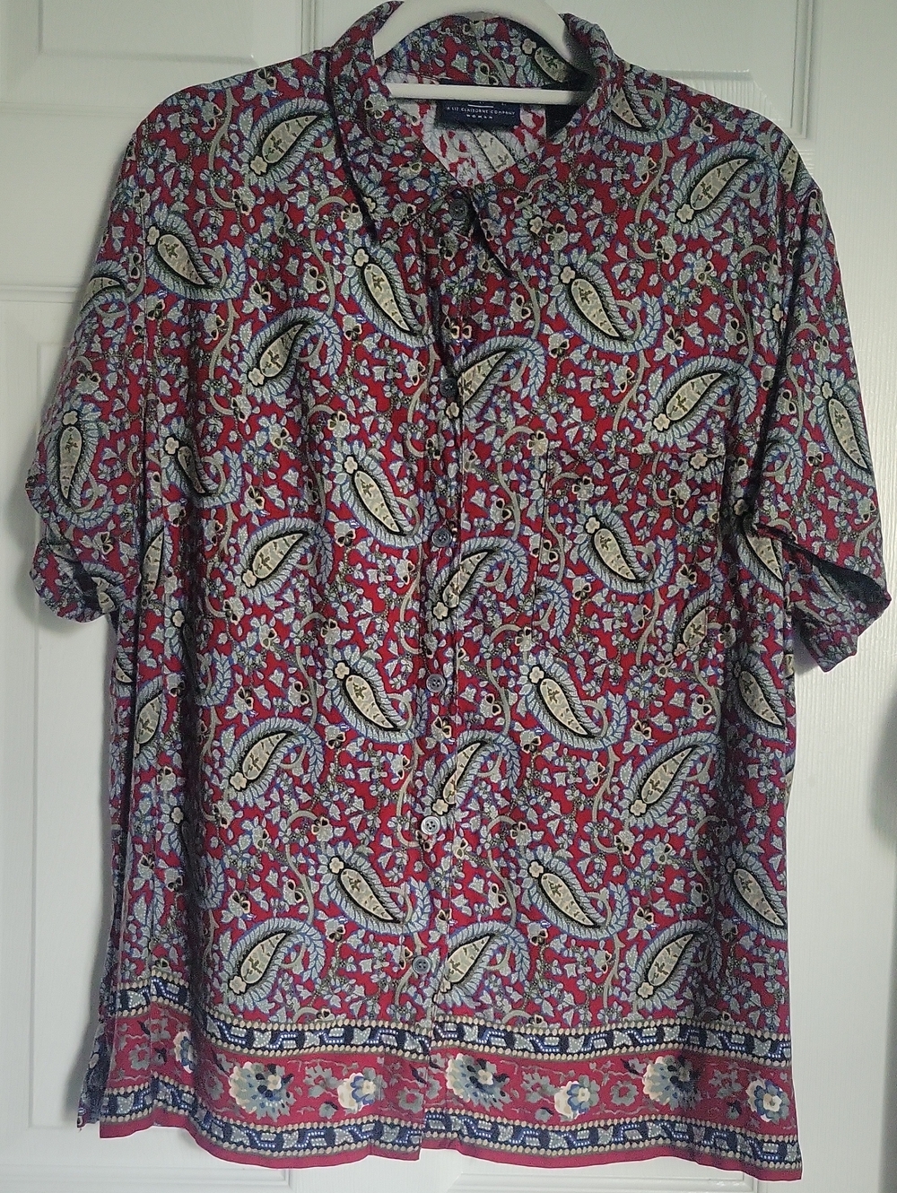 Crazy Horse Liz Claiborne Co. Classic Paisley Short-Sleeve Button-Up Blouse Sz 2
